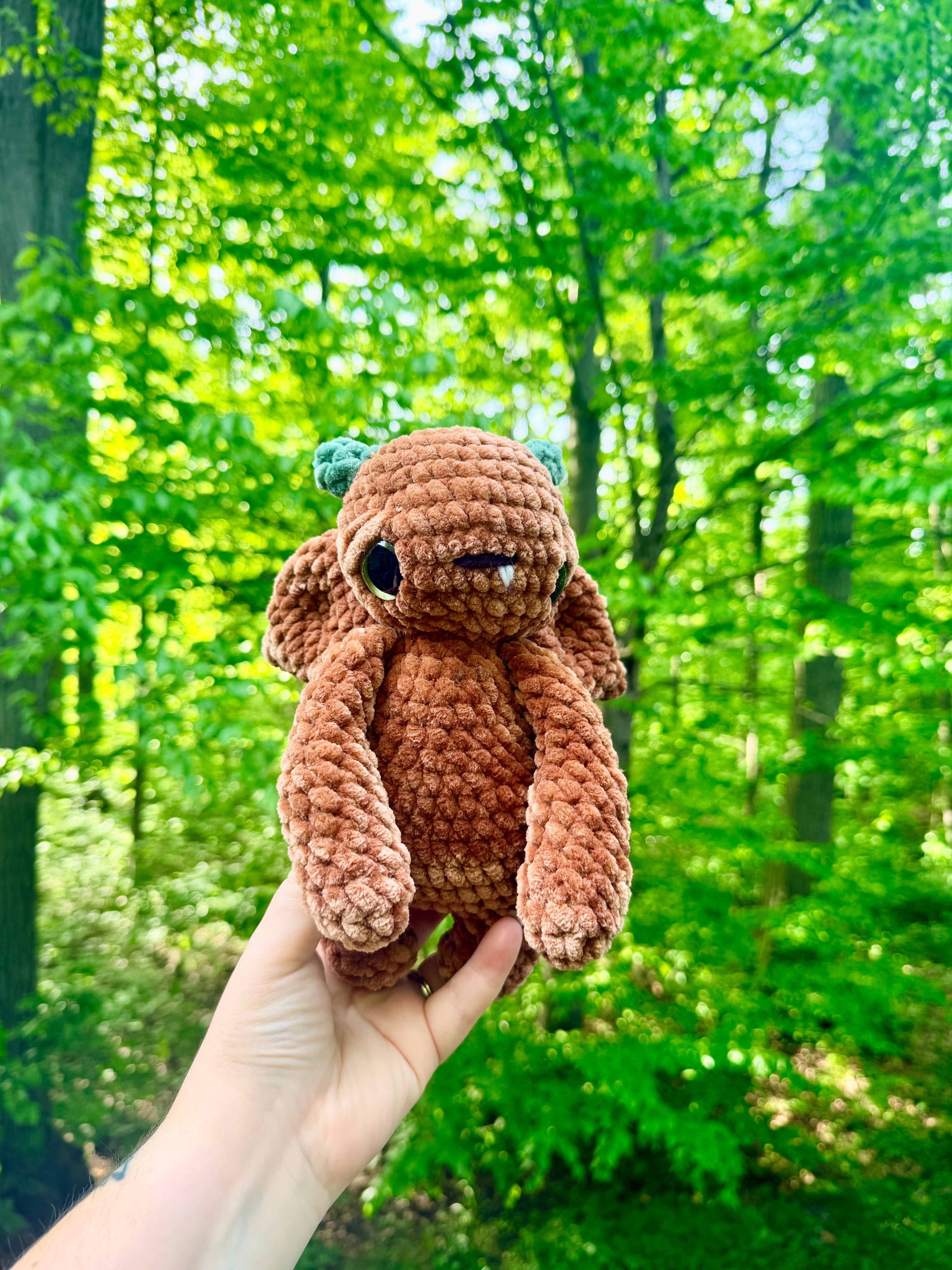 Forest Troll Crochet Plushie – Brown & Green