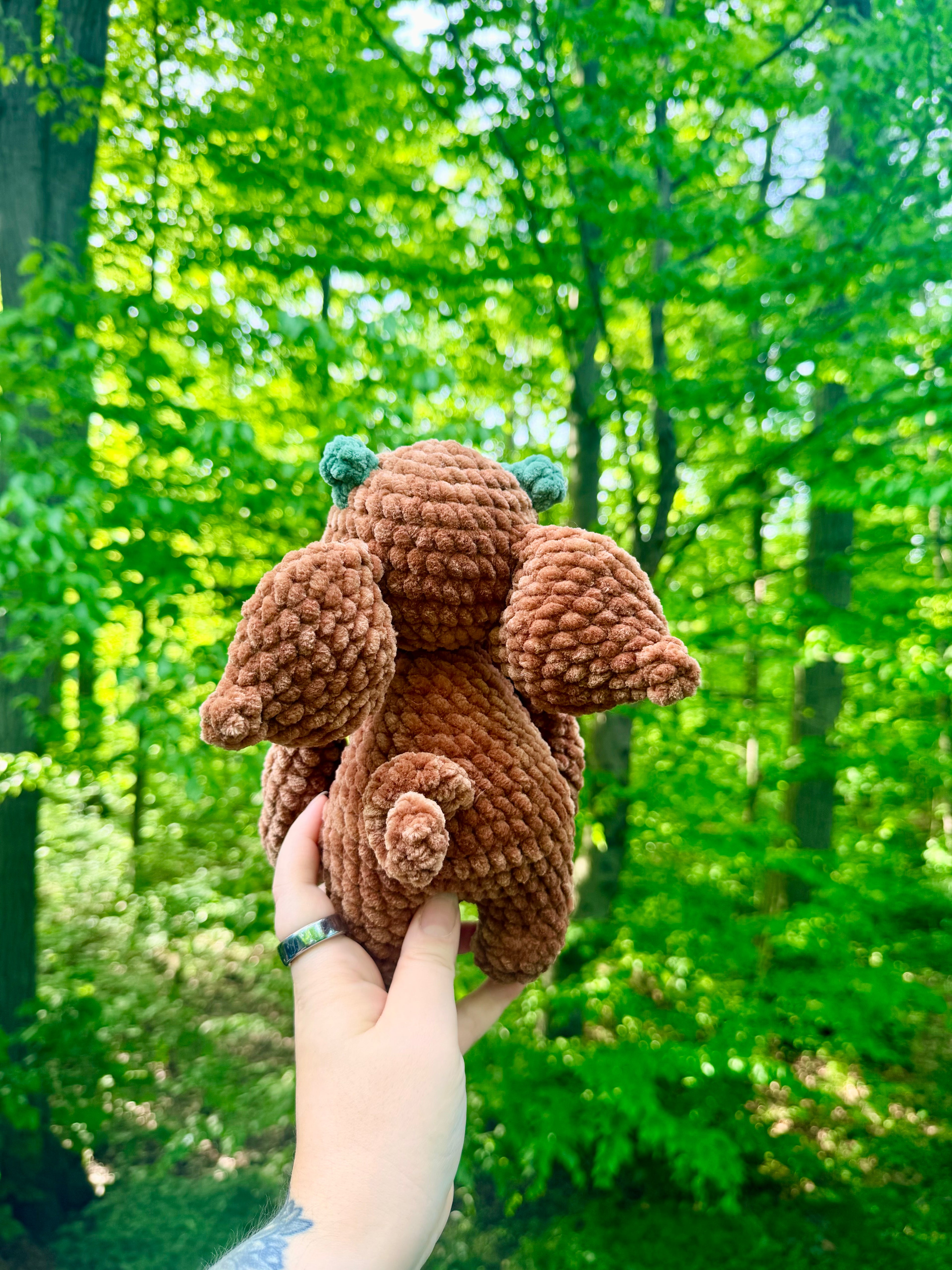Forest Troll Crochet Plushie – Brown & Green