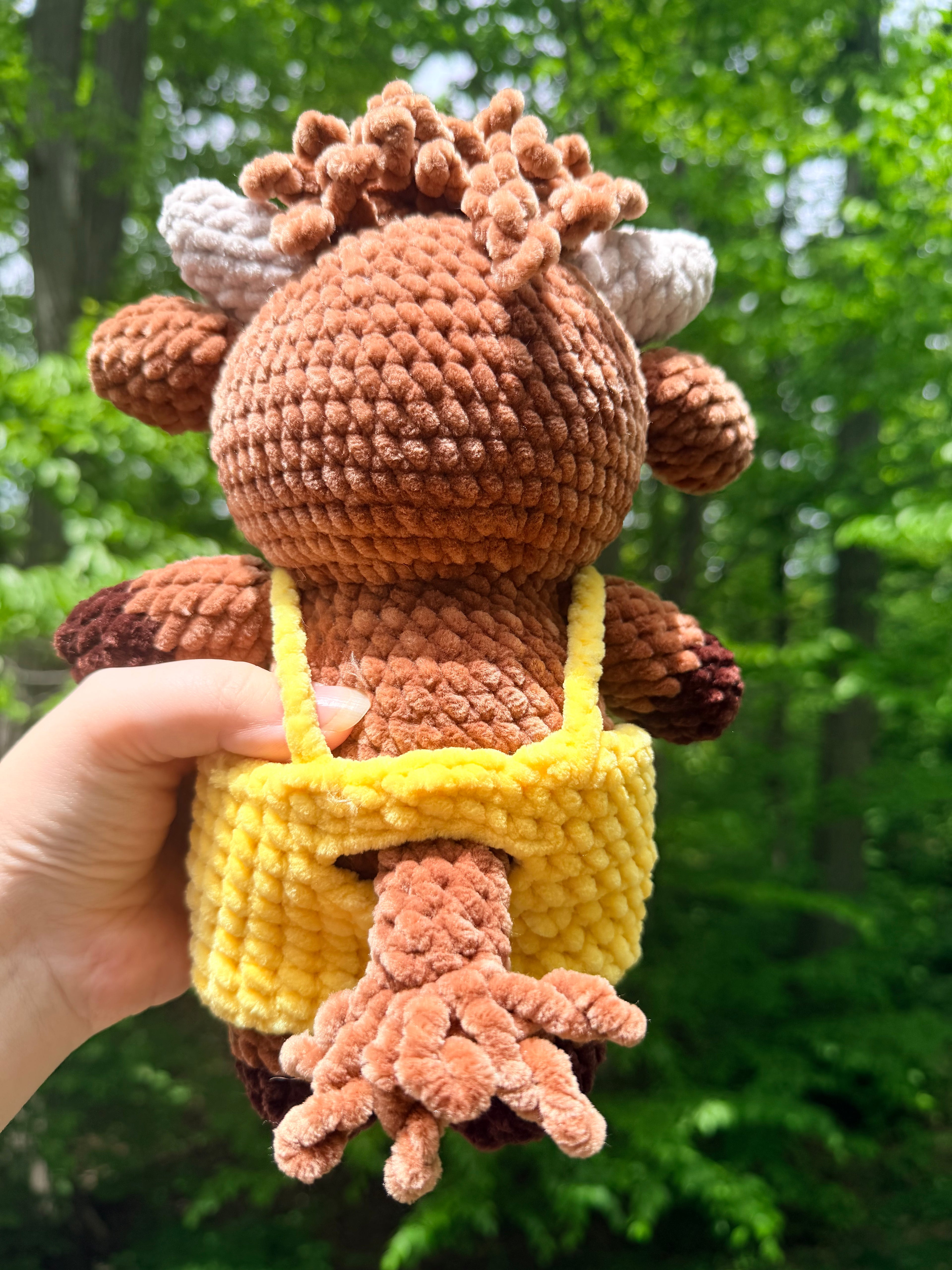 Highland Cow Crochet Plush in Overalls