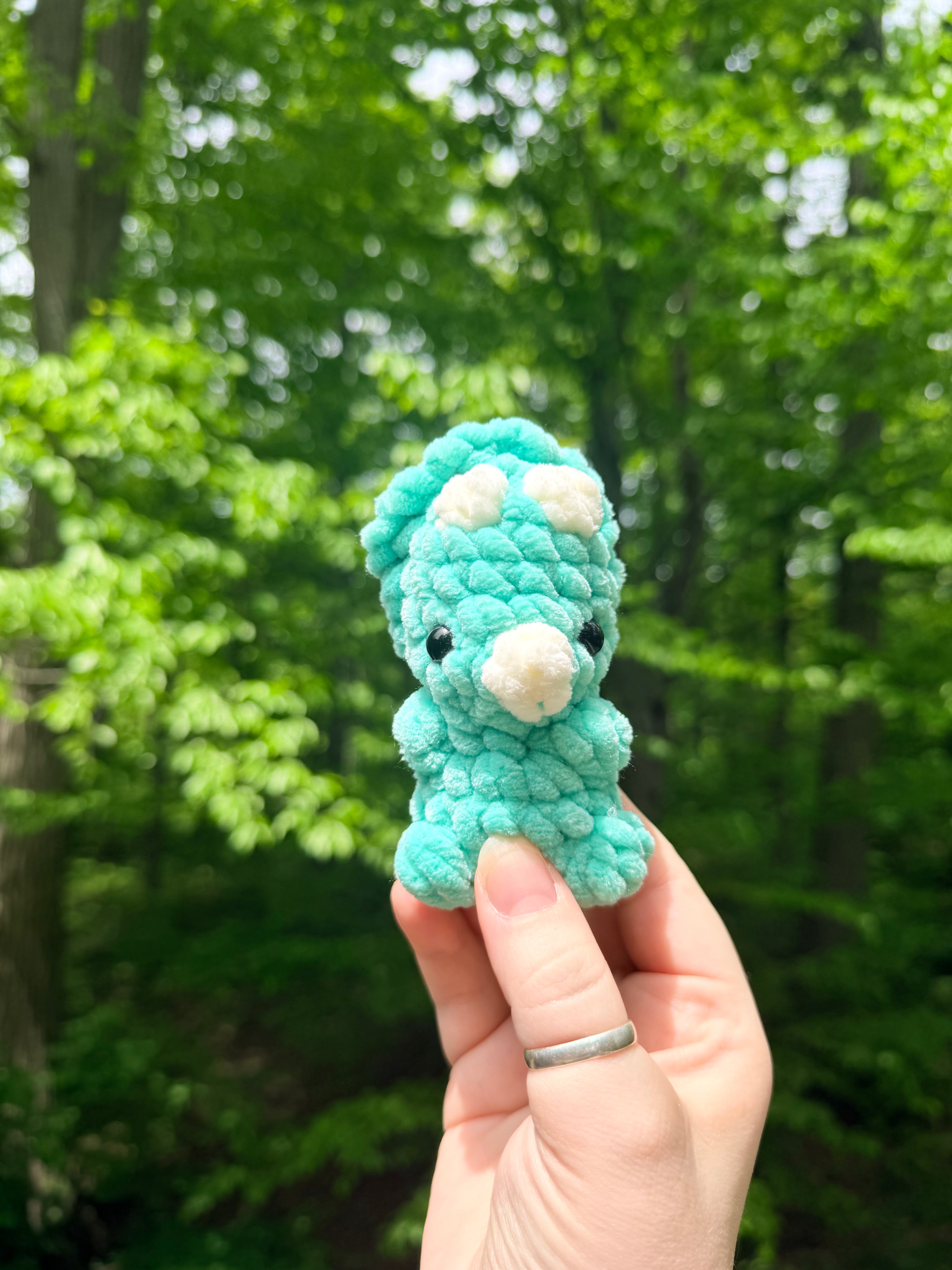 Dino Hatchling Crochet Plush – Triceratops