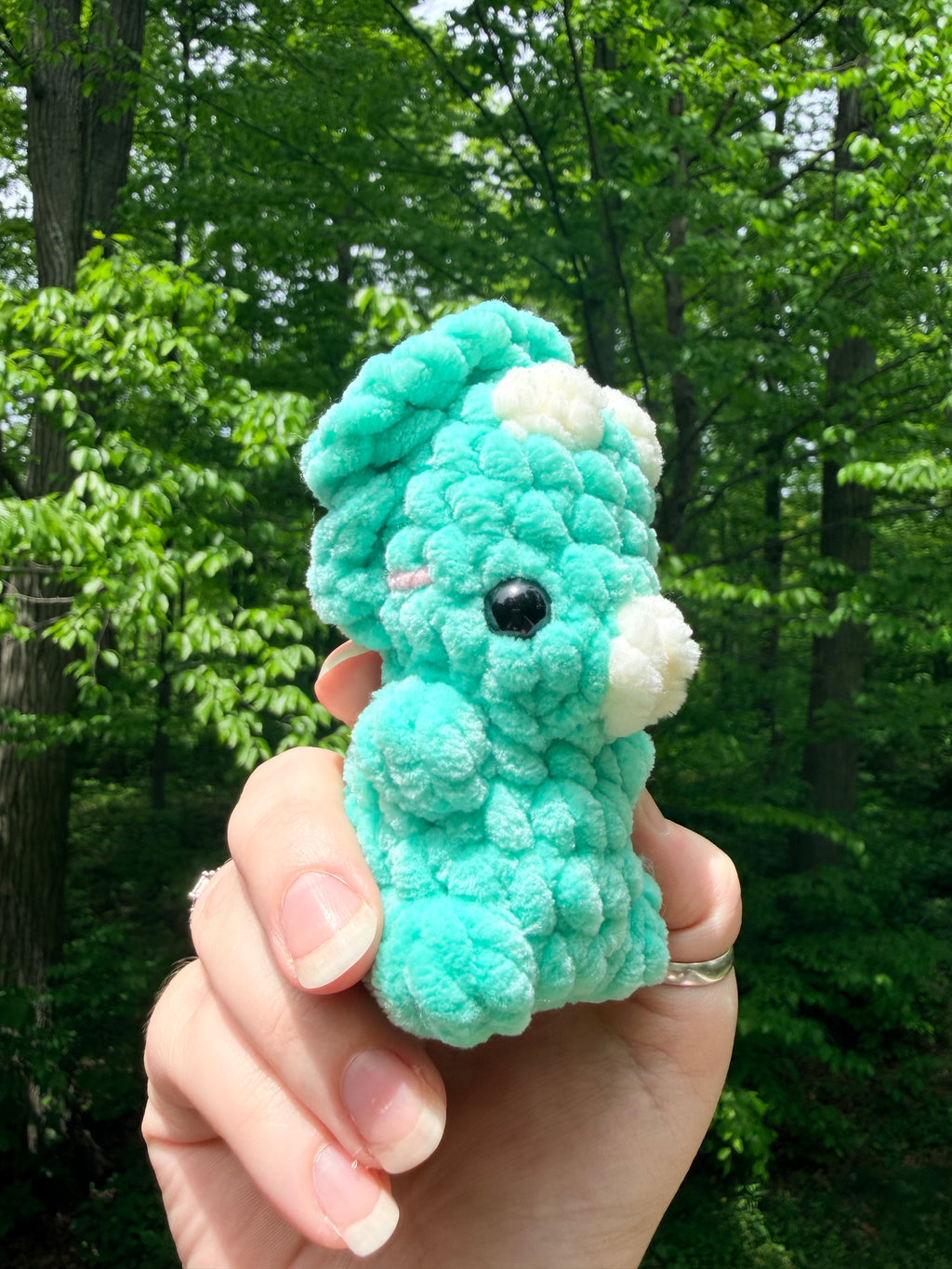 Dino Hatchling Crochet Plush – Triceratops