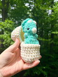 Dino Hatchling Crochet Plush – Triceratops