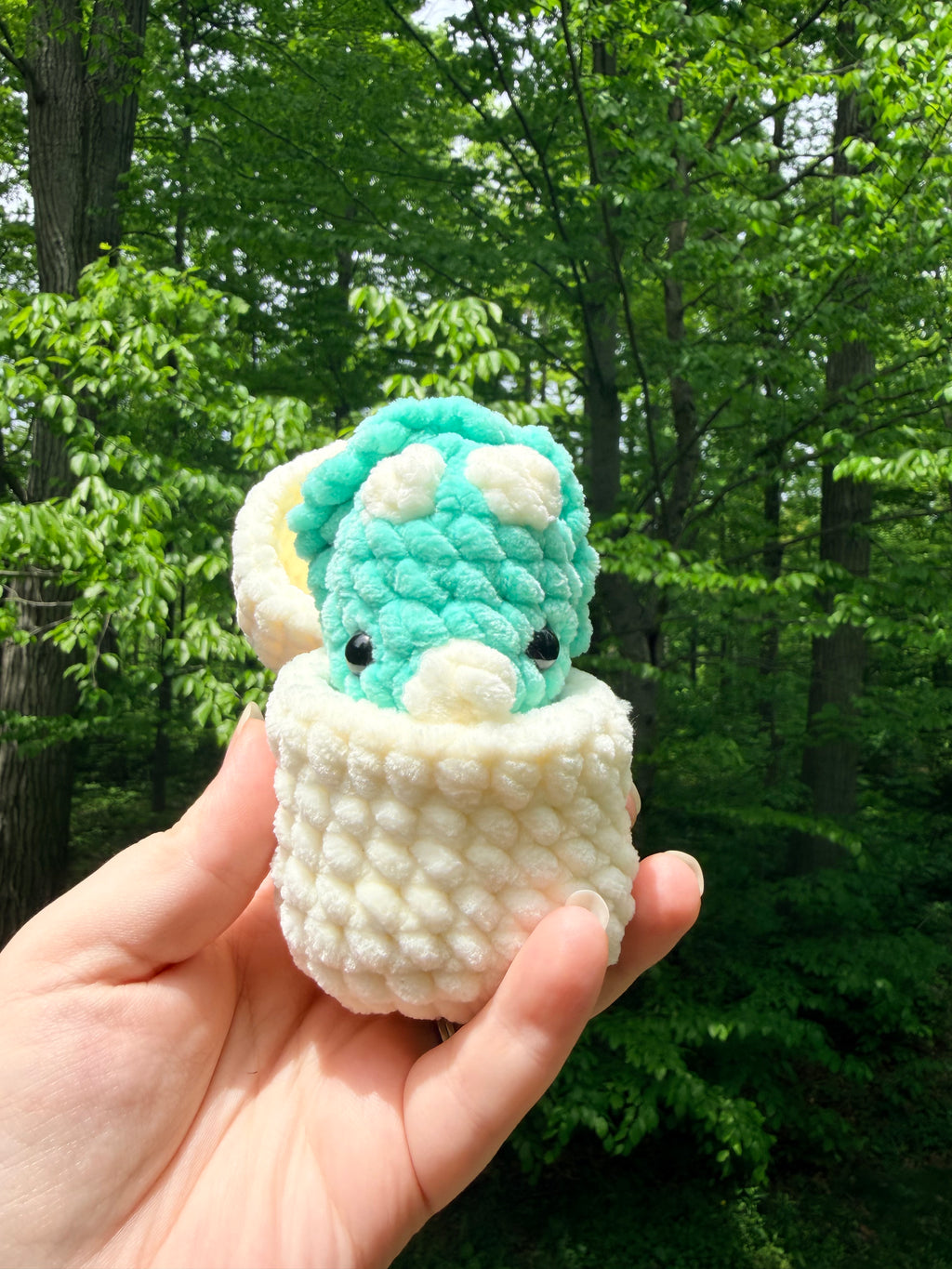 Dino Hatchling Crochet Plush – Triceratops