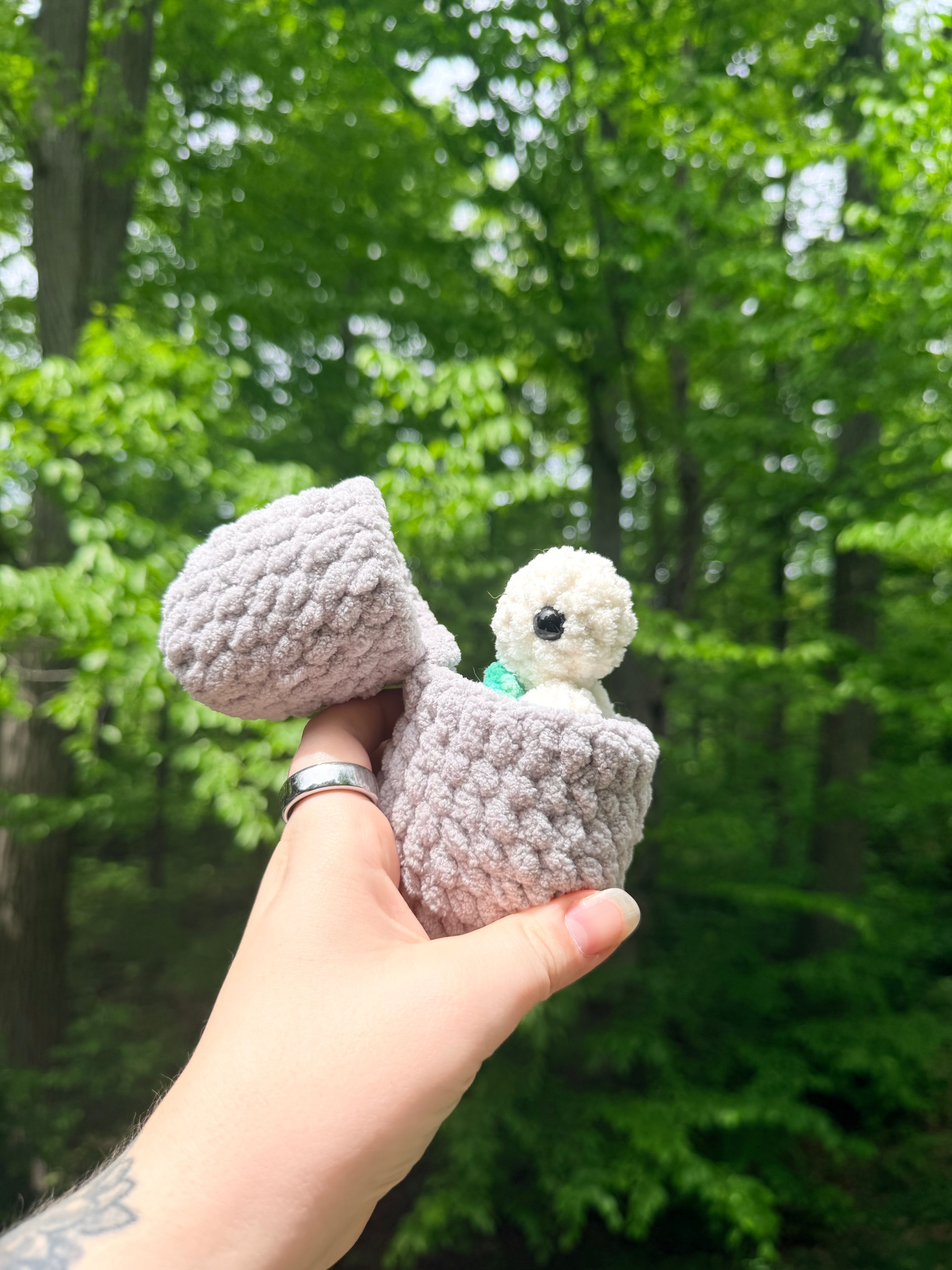 Turtle Hatchling Crochet Plush – Rainbow Shell