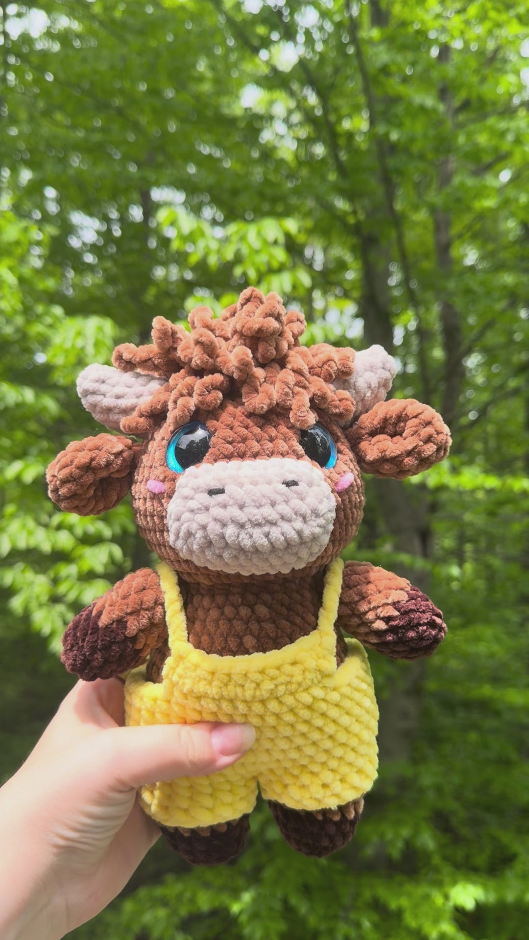 Highland Cow Crochet Plush in Overalls